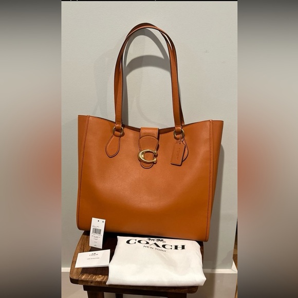 Coach Theo Leather Tote “Signature C” Canyon Handbag Bag $450 - Picture 2 of 15